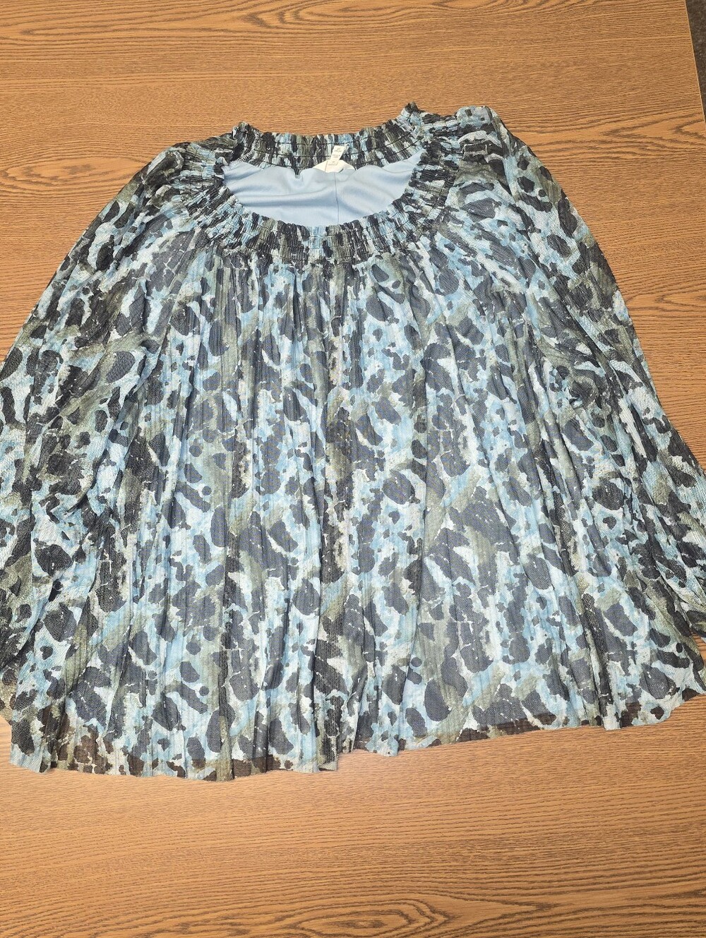 Plus Size 4x Terra & Sky Pleated Off-Shoulder Blouse in Teal and Black
